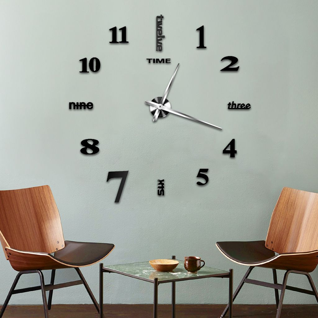 Diy Wanduhr Xxl(80-120Cm), 3D Wandtattoos Wanduhr Diy Wanduhren Dekoration  Uhren Für Büro Wohnzimmer Schlafzimmer Uhr Geschenk Home Dekoartikel for Uhr Für Wohnzimmer